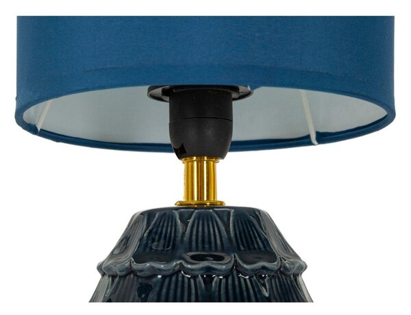 Niebieska lampa stołowa ceramiczna z tekstylnym kloszem (wysokość 30,5 cm) Pigny – Mauro Ferretti