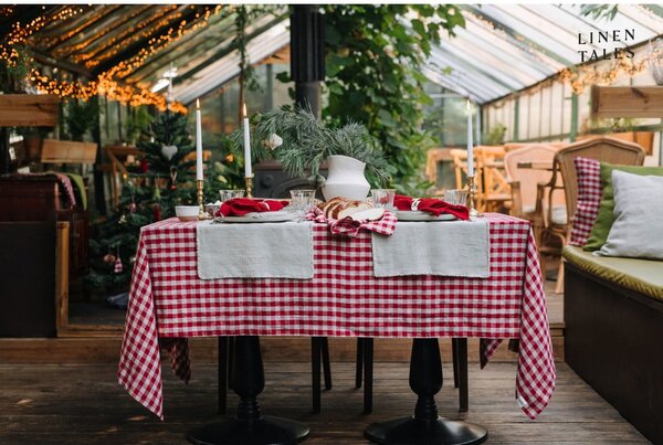 Lniany obrus 140x140 cm Red Gingham – Linen Tales