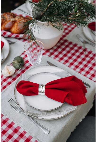 Lniany obrus 140x140 cm Red Gingham – Linen Tales