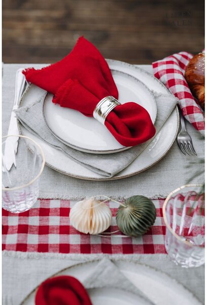 Lniany obrus 140x140 cm Red Gingham – Linen Tales