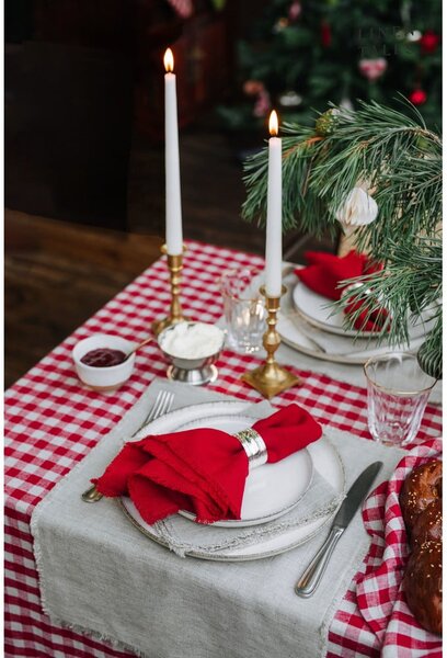 Lniany obrus 140x140 cm Red Gingham – Linen Tales