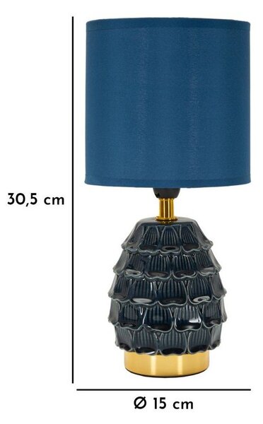 Niebieska lampa stołowa ceramiczna z tekstylnym kloszem (wysokość 30,5 cm) Pigny – Mauro Ferretti