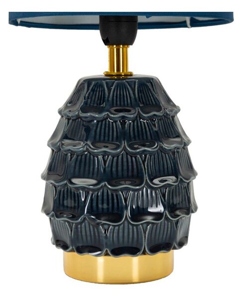Niebieska lampa stołowa ceramiczna z tekstylnym kloszem (wysokość 30,5 cm) Pigny – Mauro Ferretti