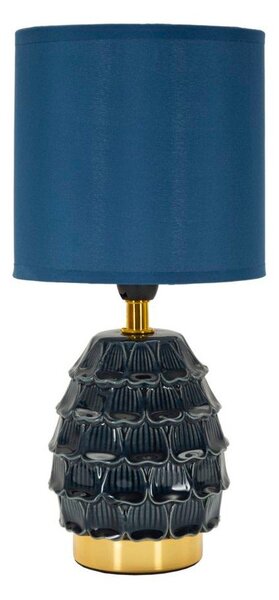 Niebieska lampa stołowa ceramiczna z tekstylnym kloszem (wysokość 30,5 cm) Pigny – Mauro Ferretti
