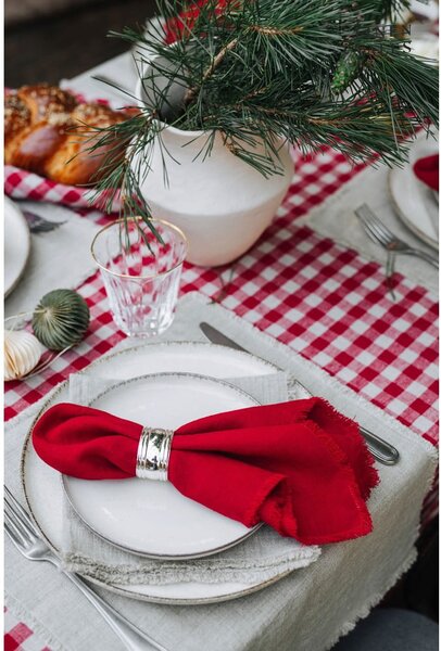 Lniany obrus 140x140 cm Red Gingham – Linen Tales