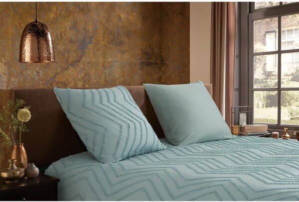 Jasnozielona pościel jednoosobowa z mikrowłókna 140x220 cm Pure Zigzag – Good Morning