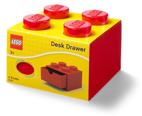 Czerwony pojemnik z szufladką LEGO®, 15x16 cm