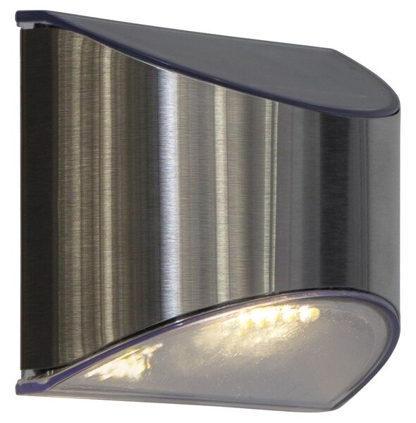 Zestaw 2 nierdzewnych kinkietów solarnych LED Star Trading Wally, wys. 8 cm