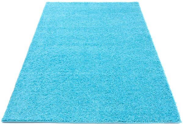 Jasnoniebieski jednokolorowy dywan shaggy - Azos