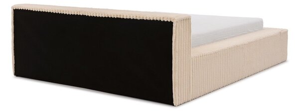 Beżowe tapicerowane łóżko dwuosobowe ze schowkiem i stelażem 160x200 cm Cloe – Ropez
