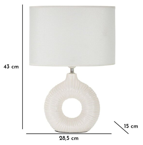 Biała lampa stołowa ceramiczna z tekstylnym kloszem (wysokość 43 cm) Seta – Mauro Ferretti