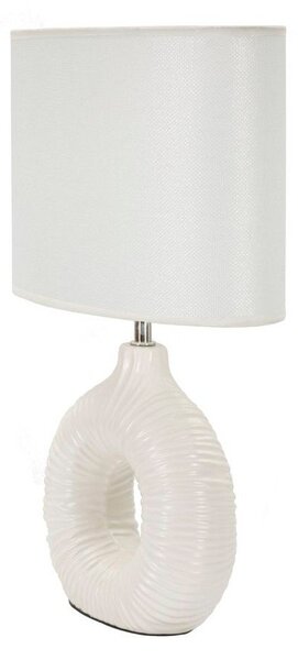 Biała lampa stołowa ceramiczna z tekstylnym kloszem (wysokość 43 cm) Seta – Mauro Ferretti