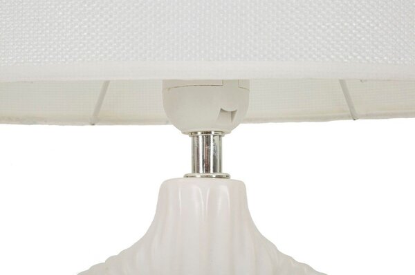 Biała lampa stołowa ceramiczna z tekstylnym kloszem (wysokość 43 cm) Seta – Mauro Ferretti