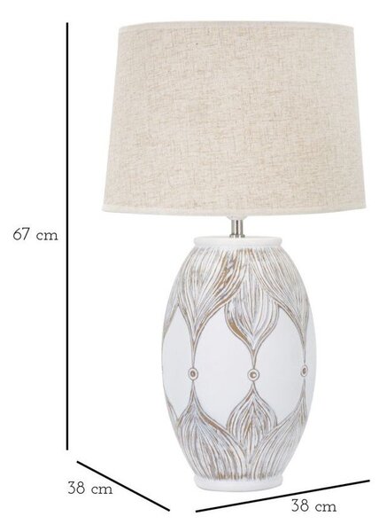 Beżowa lampa stołowa z tekstylnym kloszem (wysokość 67 cm) Atene – Mauro Ferretti