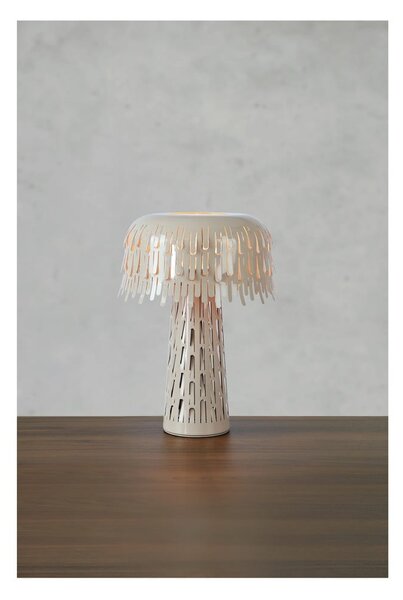 Szarobeżowa lampa stołowa z metalowym kloszem (wysokość 38 cm) Verbera – Markslöjd
