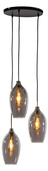 Ciemnoszaro-brązowa lampa wisząca ze szklanym kloszem ø 35 cm Lukaro – Light & Living