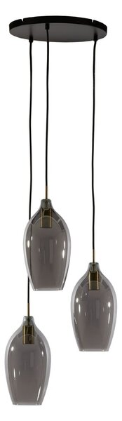 Ciemnoszaro-brązowa lampa wisząca ze szklanym kloszem ø 35 cm Lukaro – Light & Living