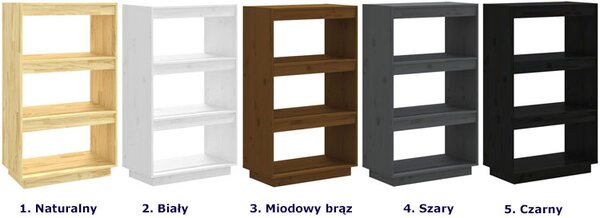 Czarny sosnowy regał z 3 półkami W9-D15