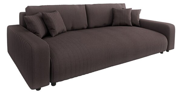 Brązowa sztruksowa rozkładana sofa ze schowkiem 234 cm Sara – Ropez