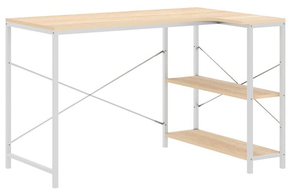 Narożne biurko w stylu skandynawskim biały + dąb - Sinsiew