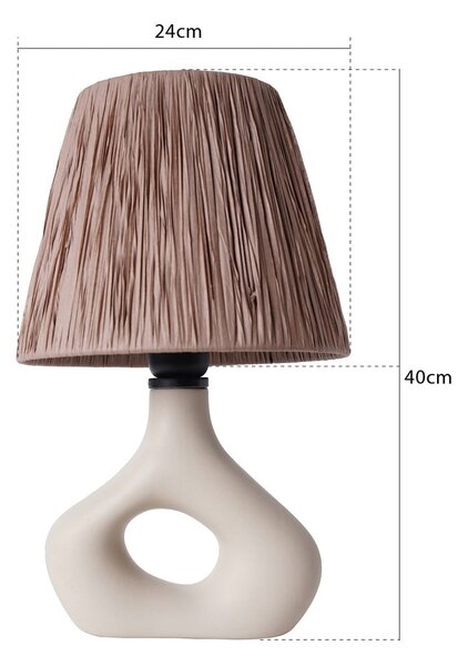 Beżowa lampa stołowa z kloszem plecionki papierowej (wysokość 40 cm) Serin – Opviq lights