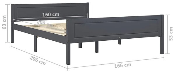 Szare Sosnowe Dwuosobowe Łóżko 160X200 W3-G22