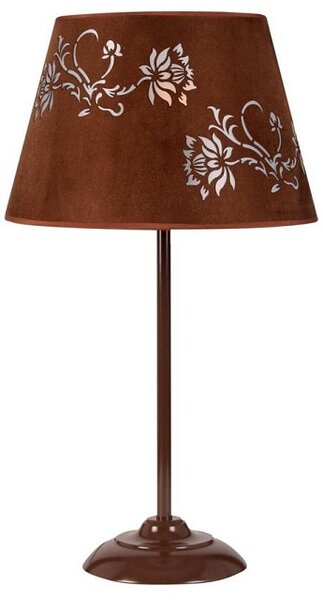Brązowa lampa stołowa z wyciętym kwiatowym wzorem - V168-Orani