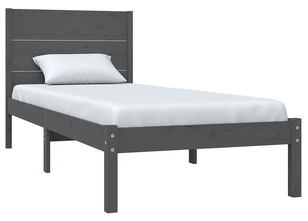Szare drewniane łóżko pojedyncze 90x200 - Gunar 3X