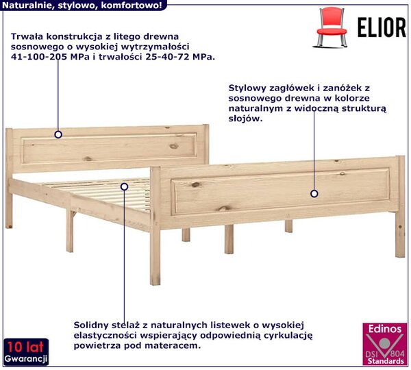 Podwójne Łóżko Z Naturalnego Drewna Sosny 140X200 A6-Z06