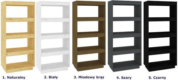 Czarny regał z 4 półkami z litego drewna M6-C06