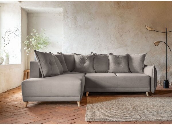 Jasnobrązowy sztruksowy rozkładany narożnik (lewostronny) Lazy Lukka – Miuform