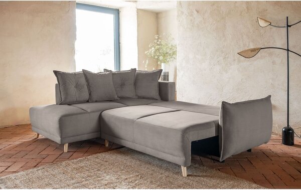 Jasnobrązowy sztruksowy rozkładany narożnik (lewostronny) Lazy Lukka – Miuform