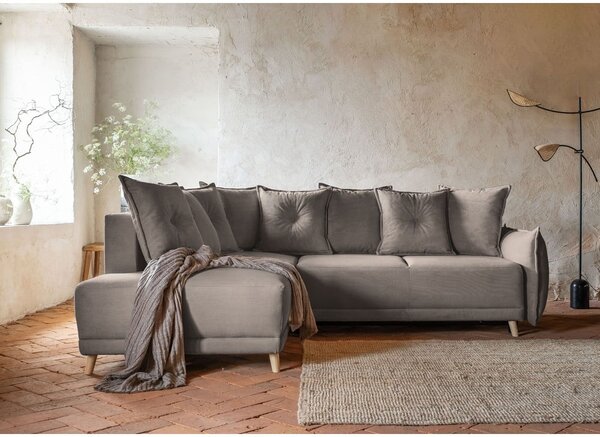 Jasnobrązowy sztruksowy rozkładany narożnik (lewostronny) Lazy Lukka – Miuform