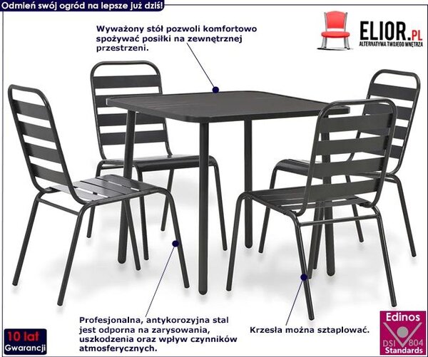 Zestaw metalowych mebli ogrodowych Ewera 3X - szary