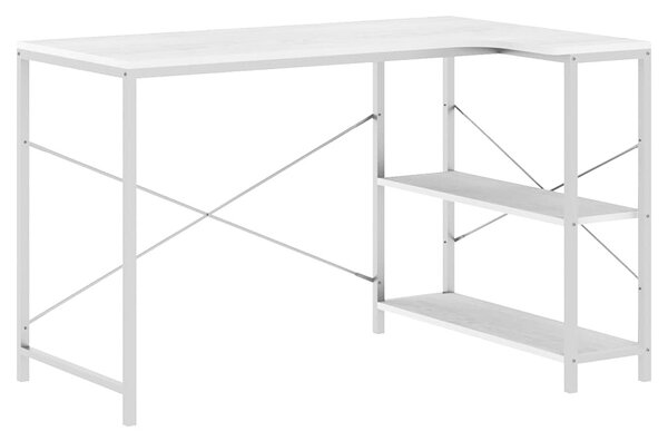 Białe biurko narożne z metalowym stelażem - Sinsiew