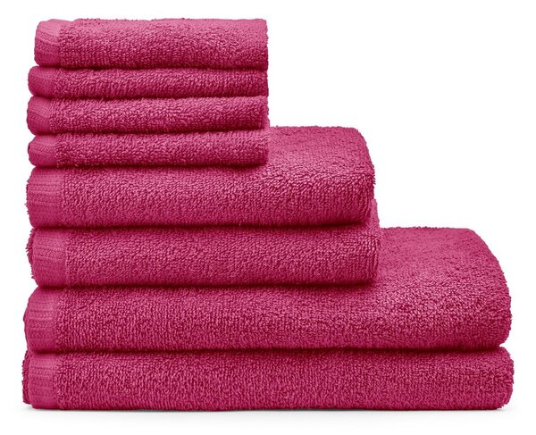 Ciemnoróżowe bawełniane ręczniki zestaw 8 szt. szybkoschnące/frotte Quick Dry – Catherine Lansfield