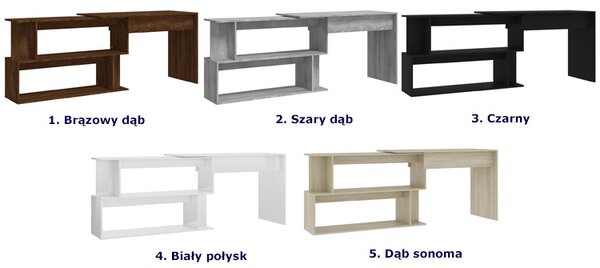 Narożne biurko z półkami szary dąb P5-D95