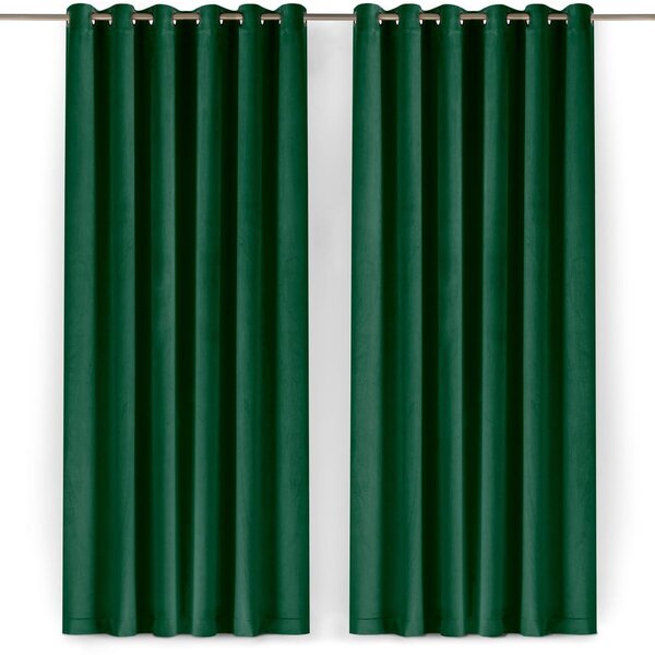 Zielona aksamitna zasłona częściowo zaciemniająca (dimout) 140x175 cm Velto – Filumi