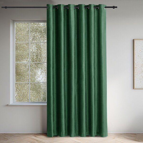 Zielona aksamitna zasłona częściowo zaciemniająca (dimout) 140x175 cm Velto – Filumi