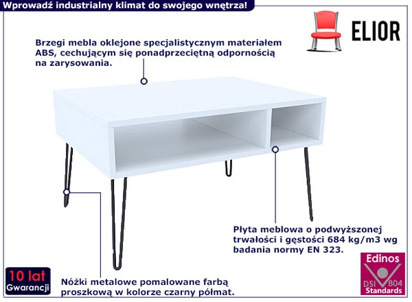 Biały stolik kawowy z półką T5-D85