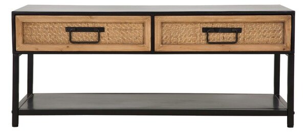 Czarno-naturalna metalowa szafka pod TV 95x38x38 cm Hanoi – Mauro Ferretti