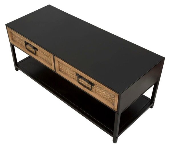 Czarno-naturalna metalowa szafka pod TV 95x38x38 cm Hanoi – Mauro Ferretti