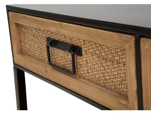 Czarno-naturalna metalowa szafka pod TV 95x38x38 cm Hanoi – Mauro Ferretti