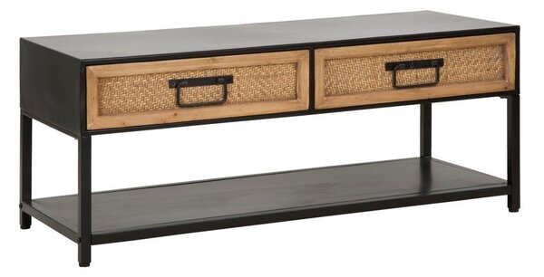 Czarno-naturalna metalowa szafka pod TV 95x38x38 cm Hanoi – Mauro Ferretti
