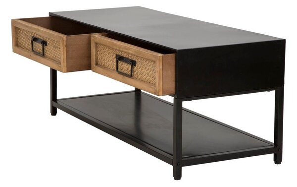 Czarno-naturalna metalowa szafka pod TV 95x38x38 cm Hanoi – Mauro Ferretti
