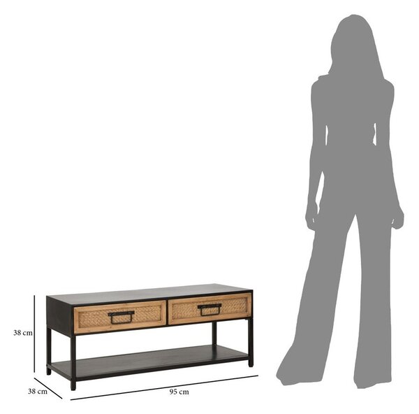 Czarno-naturalna metalowa szafka pod TV 95x38x38 cm Hanoi – Mauro Ferretti