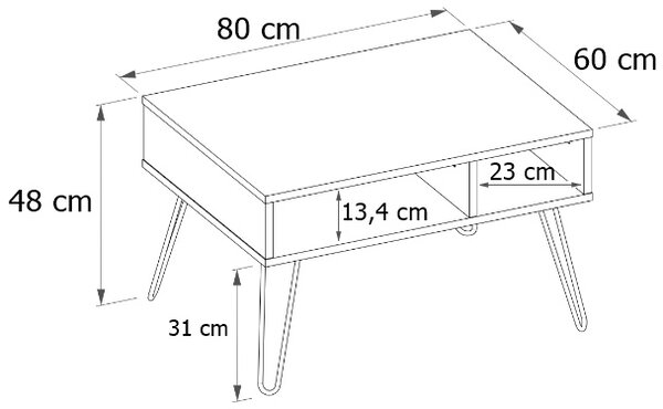 Industrialny stolik kawowy z metalowym stelażem dąb craft + czarny W6-T10