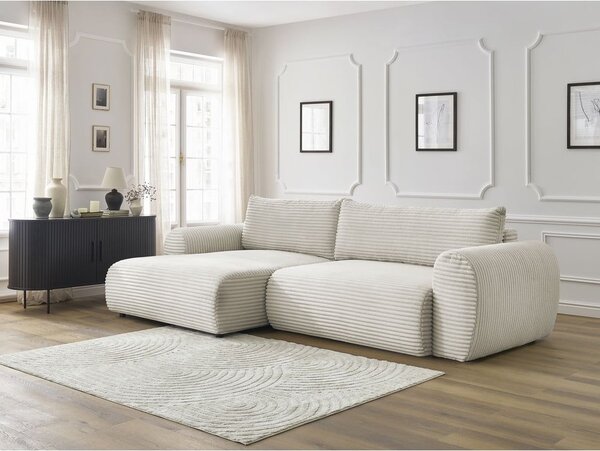 Kremowy sztruksowy rozkładany narożnik (lewostronny) Lucien – Bobochic Paris