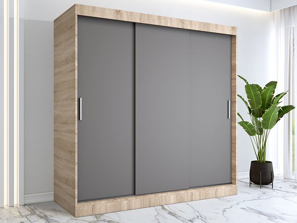 Szafa przesuwna 200 cm dąb sonoma + antracyt D8-C49