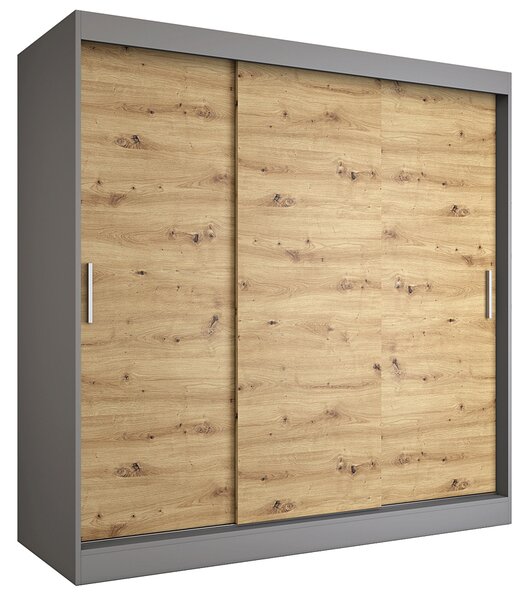 Szafa przesuwna 200 cm antracyt + dąb artisan F5-W16